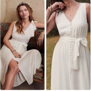Sezane Aglae Cream Silk Button Down Spring dress